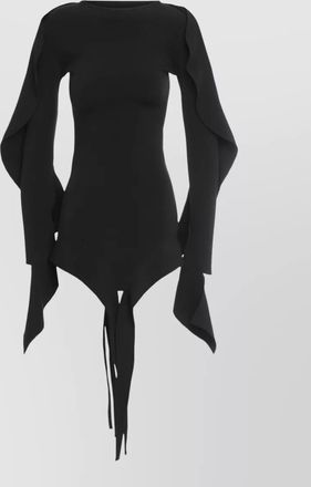 MUGLER viscose blend dress asymmetric hem ties