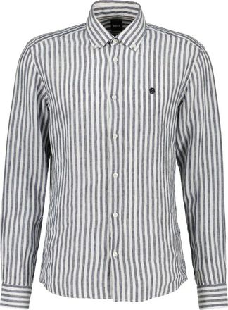 HUGO BOSS Liam Linnen Shirt - Heren - Casual Overhemden - Blauw - S - Linnen - Overhemden