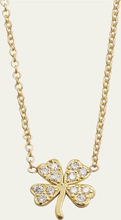 Jennifer Meyer 18k Mini Diamond Four-Leaf Clover Necklace