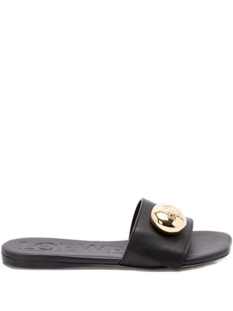 Loewe logo flat sandals - Black