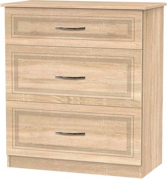 Welcome Furniture Dakar Ready Assembled Deep Chest of Drawers with 3 Drawers - Modern Oak - Welcome Furniture | TJ Hughes
