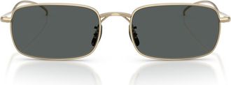 Oliver Peoples TK-14 53mm Polarized Rectangular Sunglasses in Gold /Midnight Express Polar at Nordstrom