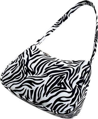 Supvox Vintage Cow Print Underarm Bag for Women, Reusable Canvas Shoulder Tote, Retro Crossbody Purse for Casual Use