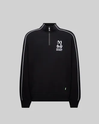 Psycho Bunny Mens Big And Tall Toby 1/4 Zip 001 BLACK / 1XLT