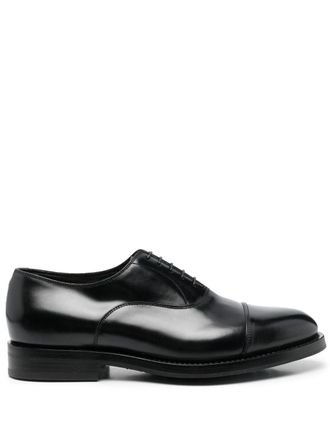 Santoni almond-toe leather derby shoes - Black