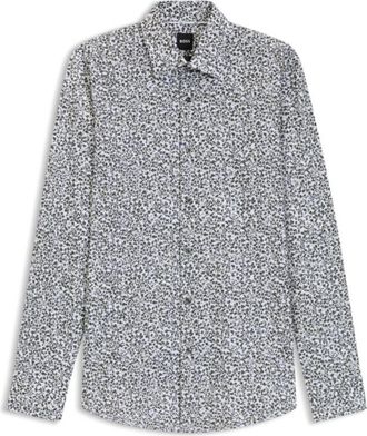 BOSS Slim-fit shirt in floral-print stretch-cotton poplin