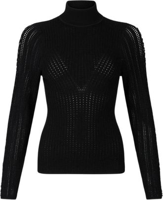 Liu Jo Zwarte Viscose Trui met Hoge Hals - Dames - Coltruien - Zwart - S - Polyester - Truien & Vesten