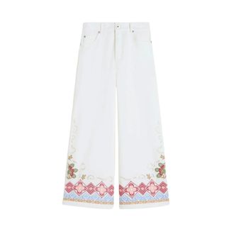 Max Mara Wide Trousers, female, White, Size: 2XS Wkdadunco Cotton Bull Trousers