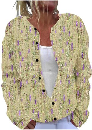 Generic Today Deals Plus Size Knit Cardigan for Women UK 2024 Fall Winter Long Sleeve Button Down Sweater Funny Geometric Strped Floral Print Jumper Casual Lo