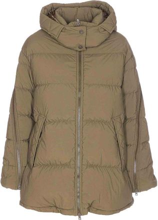 Herno Green Padded Down Jacket Frontal Zip Closure