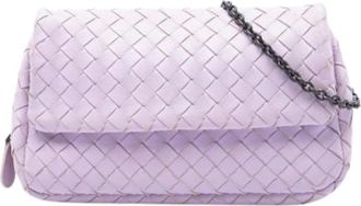 Bottega Veneta Pre-owned Woven Leather Crossbody Bag - Dames - Vintage Schoudertas - Paars - ONE Size - Leer - Vintage