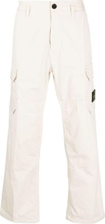 Stone Island Compass-patch cargo trousers - men - Cotton/Spandex/Elastane - 36 - Neutrals