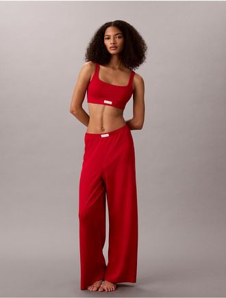 Calvin Klein Womens Classic Comfort Cozy Waffle Pants - Red - XL