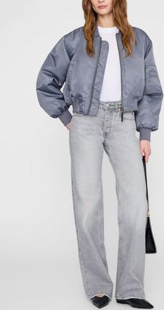 Anine Bing Cropped Leon Bomber Jacket In Dark Grey