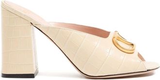 Valentino Garavani Heeled Mules, female, Beige, 3 1/2 UK, VLogo Signature leather mules