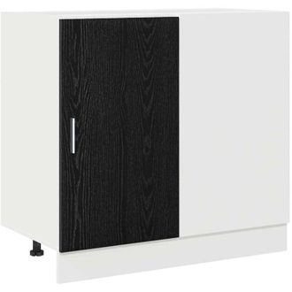 vidaXL Gabinete Base De Esquina De Cocina Con Puerta Roble Negro Vidaxl