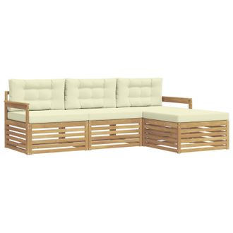 vidaXL Conjunto De Sof&aacute;s De Exterior 4 Pcs Blanco Y Crema Poli&eacute;ster Vidaxl