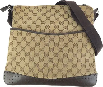 Gucci Brown Gg Canvas & Leather Messenger Bag (Authentic Pre-Loved)