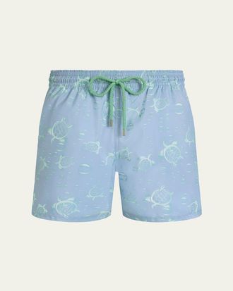 Vilebrequin Mens Bubbles and Turtles Packable Swim Trunks