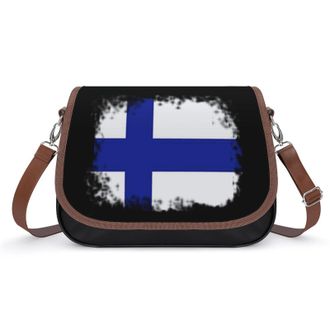 Generic Vintage Finland Flag Crossbody Bags for Women Fashion Leather Shoulder Handbags With Adjustable Strap