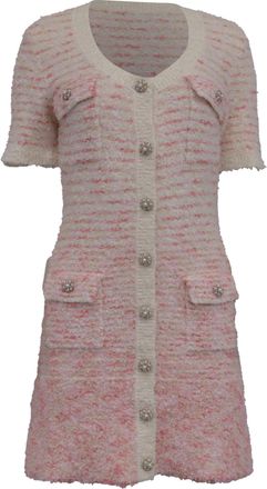 Self Portrait Tweed Embellished Mini Dress in Multicolor Cotton