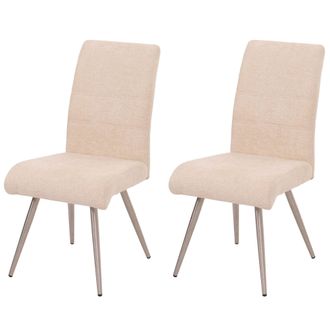 Hhg Hhg - Nunca Usado] Juego De 2 Sillas De Comedor 102, Silla De Cocina Sill&oacute;n, Acero Inoxidable Cepillado Tela/textil Chenilla Oeko-tex, Crema