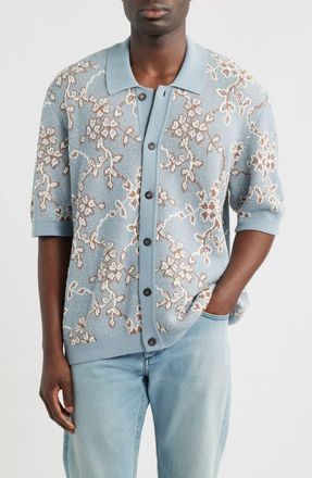 Corridor Trellis Cotton Jacquard Sweater in Light Blue at Nordstrom, Size X-Large