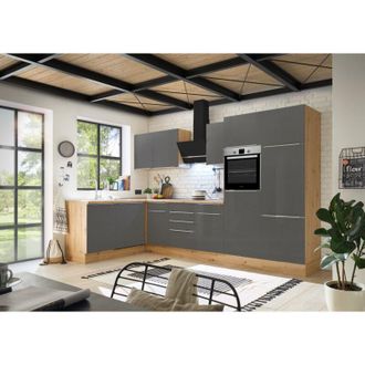Respekta Cucina Angolo Cottura Cucina ad Angolo Marleen Premium 340 cm Rovere Artisan Grigio Respecta