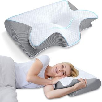 OEM Almohada Cervical De Espuma Viscoel&aacute;stica, Almohada Ortop&eacute;dica Ergon&oacute;mica 2 En 1, Alivia El Dolor De Cuello, Almohada De Soporte Contorneada Apta Para