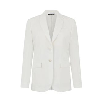 Brooks Brothers Effen Linnen Blazer - Dames - Blazers - Wit - 2XS - Linnen - Jassen