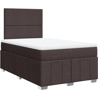 vidaXL Vidaxl - Cama Box Spring Con Colch&oacute;n Tela Marr&oacute;n Oscuro 120x200 Cm