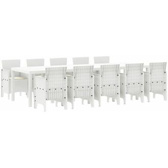 vidaXL Conjunto De Comedor De Jard&iacute;n Con Coj&iacute;n 11 Pcs Blanco Vidaxl