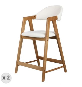 Moloo Silla de bar de tela color crudo y fresno (x2)