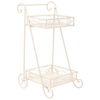 Wanderlust Deco Wanderlust Deco - Carrito 2 Baldas Para Macetas De Forja Blanco 40x34x76