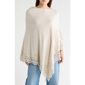 La Fiorentina Lace Trim Poncho in Ivory at Nordstrom Rack