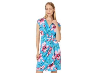 Tommy Bahama Clara Stripe Barts Blossom Dress Womens Dress Pacific Cyan : XS (US 2), Polyester/Spandex