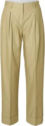 Selected Wide Broeken - Dames - Wijde Broeken - Beige - L - Katoen - Broeken