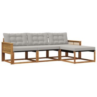 vidaXL Conjunto De Sof&aacute;s De Exterior 4 Pcs Natural Y Gris Claro Vidaxl