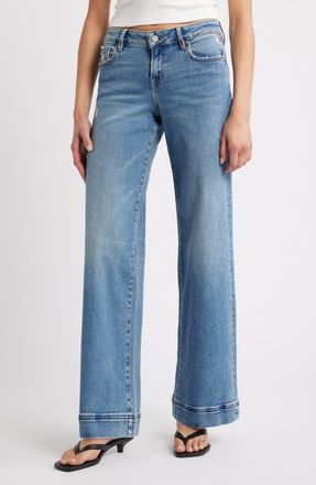 Hidden Jeans Low Rise Wide Leg Jeans in Med Wash at Nordstrom, Size 27