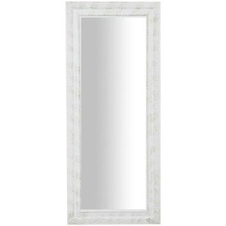 Biscottini International Biscottini - Espejo De Pared Para Ba&ntilde;o Rectangular Espejo Horizontal Vertical Con Marco De Madera Blanco Espejo Shabby Long Para Colgar