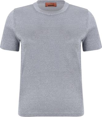 Missoni Wool T-Shirt - Dames - Ronde hals truien - Blauw - XS - Wol - Truien & Vesten