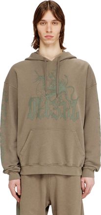 Diesel Treated hoodie with griffin print - Sweaters - Man - Brown