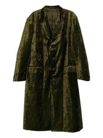 Yohji Yamamoto velvet tailored coat - men - Cotton/Rayon/Cupro - 4 - Green