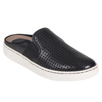Earth Zest Womens Black Leather Perforated Slip On Comfort Shoes HTAT1112