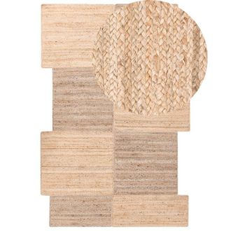 Beliani Area Rug Beige Jute 200 x 300 cm Asymmetrical Braided Rustic Style Living Room Bedroom SANGLI