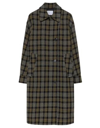 Pomandere Military Tartan Wool-Blend Oversized Coat