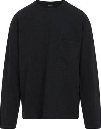 Christophe Lemaire Zwart Katoen-Linnen T-Shirt Stijlvol Ontwerp - Heren - Longsleeves - Zwart - L - Katoen - Tops