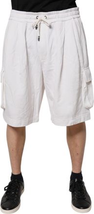 Dolce & Gabbana White Cotton Cargo Bermuda SweatMens Mens Shorts