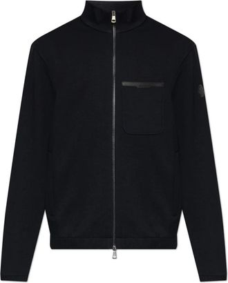 Moncler Sweatshirt met logopatch - Heren - Vesten met rits - Zwart - 3XL - Katoen - Hoodies & sweatvesten