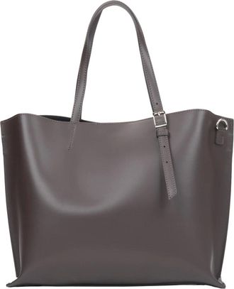 Estro & Luminara Tassen, Dames, Bruin, ONE Size, Leer, Donkerbruine Shopper Tas